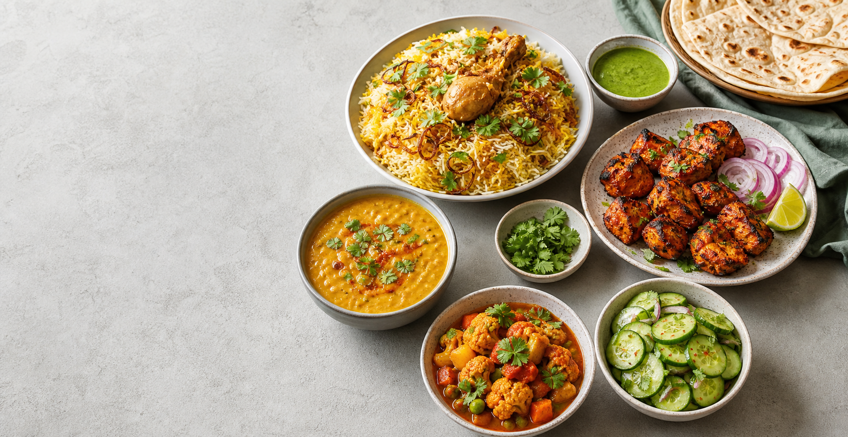 Pakistani and Asian food spread